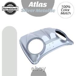 ATLAS SILVER METALLIC For Harley Tour Pak Pack Dual 8'' Speaker Lids