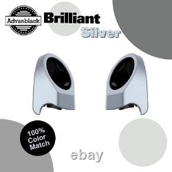 Advanblack Brilliant Silver 6.5'' Speaker Pods Fits Harley King Tour Pack Pak