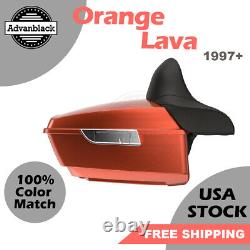 Advanblack Orange Lava King Tour Pack Pak Trunk Fits for 1997+ Harley FLHX FLTR