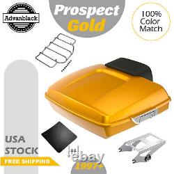 Advanblack Prospect Gold Razor Tour Pack Pak Trunk Luggage For Harley 97+