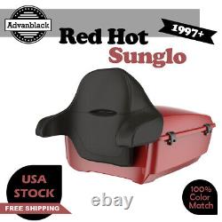 Advanblack Red Hot Sunglo Rushmore King Tour Pack Pak For Harley/Softail 1997+