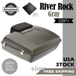 Advanblack River Rock Gray Rushmore Chopped Tour Pack Pak For 97+ Harley/Softail