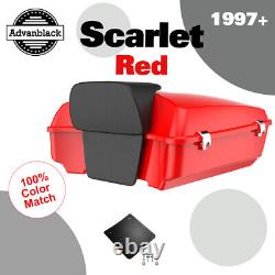 Advanblack SCARLET RED Rushmore Chopped Tour Pack Pak Fits 97+ Harley/Softail