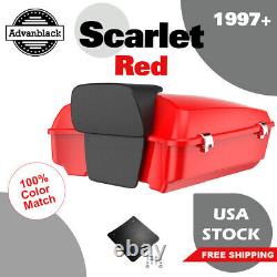 Advanblack SCARLET RED Rushmore Chopped Tour Pack Pak Fits 97+ Harley/Softail