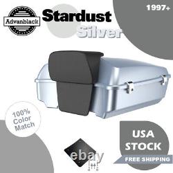 Advanblack STARDUST SILVER Rushmore Chopped Tour Pack Pak Fit 97+ Harley/Softail