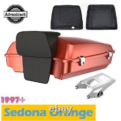 Advanblack Sedona Orange Razor Tour Pack Pak Trunk Luggage For Harley 1997+