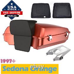 Advanblack Sedona Orange Razor Tour Pack Pak Trunk Luggage For Harley 1997+