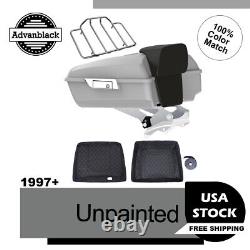 Advanblack Unpainted Chopped Tour Pack Pak Trunk Luggage For Harley Touring 97+