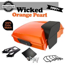 Advanblack Wicked Orange Pearl Razor Tour Pack Pak Trunk For Harley Street Road