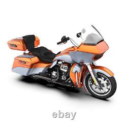 Amber Whiskey & Brilliant Silver 2-Tone Chopped Tour Pack Pak For 97+ Harley