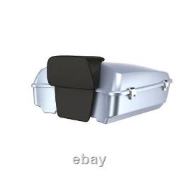Atlas Silver Metallic Chopped Tour Pack Pak Trunk Luggage Backrest For Harley