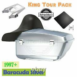 Barracuda Silver King Tour Pack Pak Fits 1997+ Harley Davidson FLHR FLHXS FLTRX