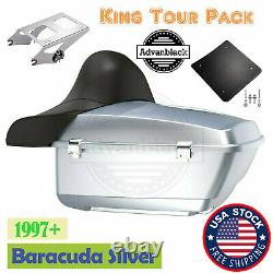 Barracuda Silver King Tour Pack Pak Fits 1997+ Harley Davidson FLHR FLHXS FLTRX