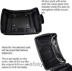 Black Quartz Chopped Tour Pack Pak Luggage Backrest For 97+ Harley Davidson