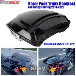 Black Razor Pack Trunk Backrest for Harley Tour Pak Street Glide Road King 14-23