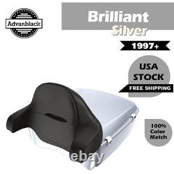 Brilliant Silver King Tour Pack Pak Trunk Luggage Fits for Harley Touring 1997+