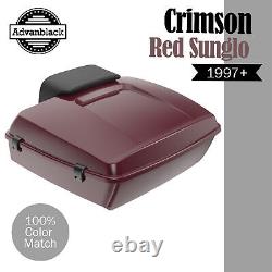 CRIMSON RED SUNGLO Rushmore Chopped Tour Pack Pak Fit 97+ Harley Touring/Softail