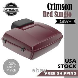 CRIMSON RED SUNGLO Rushmore Chopped Tour Pack Pak Fit 97+ Harley Touring/Softail