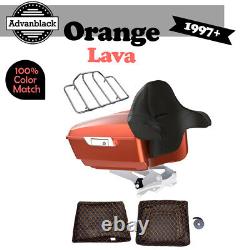 Orange Lava King Tour Pack Pak For 97+ Harley Touring FLHR FLHXS FLTRX