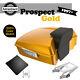Prospect Gold Chopped Tour Pack Pak Trunk Luggage Backrest For Harley