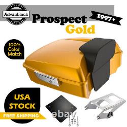 Prospect Gold Chopped Tour Pack Pak Trunk Luggage Backrest For Harley