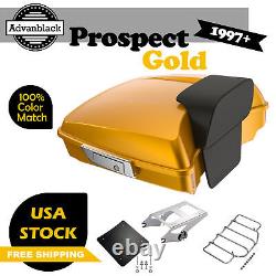Prospect Gold Razor Tour Pack Pak Trunk Luggage For Harley Touring 1997+