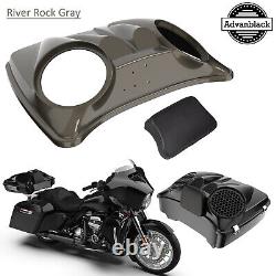 River Rock Gray Dual 8'' Speaker Lid For Harley Touring Rushmore Tour Pack Pak