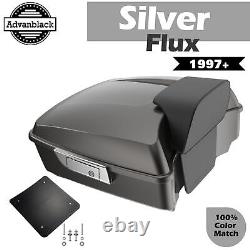 SILVER FLUX Advanblack Rushmore Chopped Tour Pack Pak Fits 97+ Harley/Softail