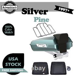 Silver Pine Razor Tour Pack Pak Trunk Luggage For Harley Touring 1997+