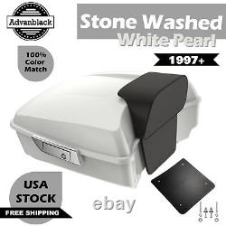 Stone Washed White Pearl Chopped Tour Pack Pak Trunk For Harley Street Road King