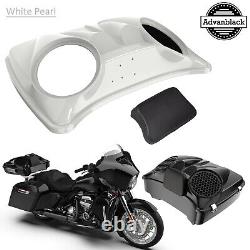 Stone Washed White Pearl Dual 8 inch Speaker Lid Fits for Harley Tour Pack Pak