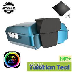 Tahitian Teal Chopped Tour Pak Pack Trunk Luggage Fits Harley Touring 1997+