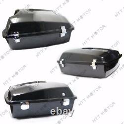 Unpainted Tour Pak Pack Trunk with Lock & Lid Organizer For Harley Touring 97-08