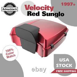 Velocity Red Sunglo Chopped Tour Pack Pak Luggage Fits for 97+ Harley Touring