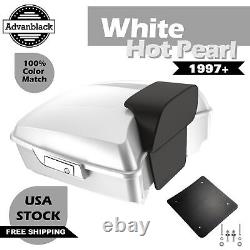 WHITE HOT PEARL Advanblack Rushmore Chopped Tour Pack Pak Fit 97+ Harley/Softail